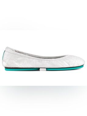 TIEKS Diamond White Embossed Croc Print Patent Leather Ballet Flats